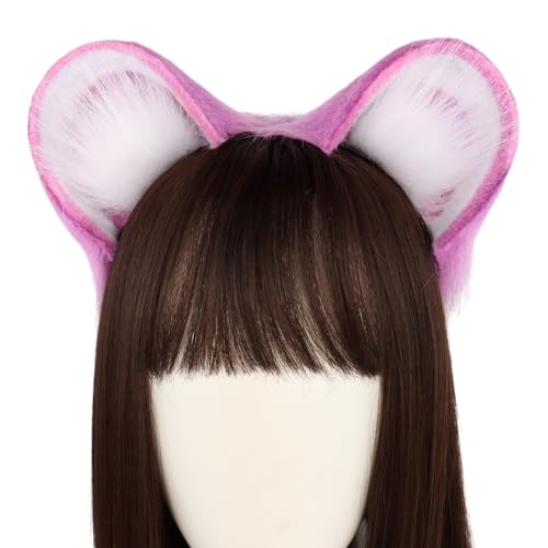 Uqezagpa Realistischer Ohr-Haarreif für Rollenspiel, Rollenspiel, Kostüm, Stirnband, Halloween, Kopfschmuck, japanisches biegbares Tierohr für Frauen von Uqezagpa