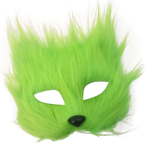 Uqezagpa Realistischer Tier-Kopfschmuck mit halbem Gesicht, weicher Plüsch, bequeme Passform, ideal für Halloween und Foto-Requisiten, detaillierte Halloween-Rollenspiel-Requisiten von Uqezagpa