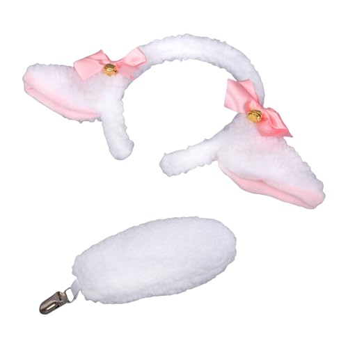 Uqezagpa Schaf-Kostüm-Set, Plüsch-Ohr-Stirnband, Schwanz, Halloween, Tierkostüm, Zubehör für Kinder, Mädchen, Cosplay, Schafohr-Stirnbänder Uqezagpa Schaf-Kostüm-Set, Plüsch-Ohr-Stirnband, Schwanz, Halloween, Tierkostüm, Zubehör für Kinder, Mädchen, Cosplay, Schafohr-Stirnbänder von Uqezagpa