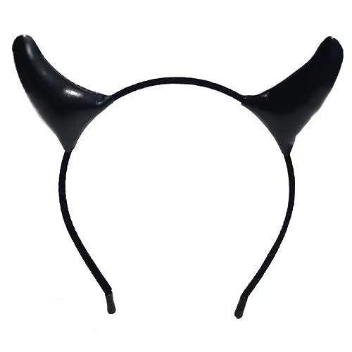 Uqezagpa Schwarzes Horn-Stirnband, Tier, cooler Teufel, Cartoon, Rollenspiel, Haarband für Bühne, Kinderkostüm, Haarschmuck, Teufelskopfschmuck von Uqezagpa