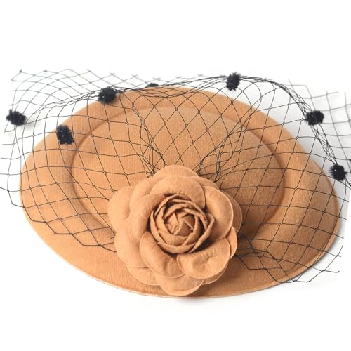 Uqezagpa Stilvolle Tüll-Kopfbedeckung für Damen, Zylinderhut, Kopfschmuck für Partys und Hochzeitsfeiern, Kostümzubehör, Damenhut von Uqezagpa