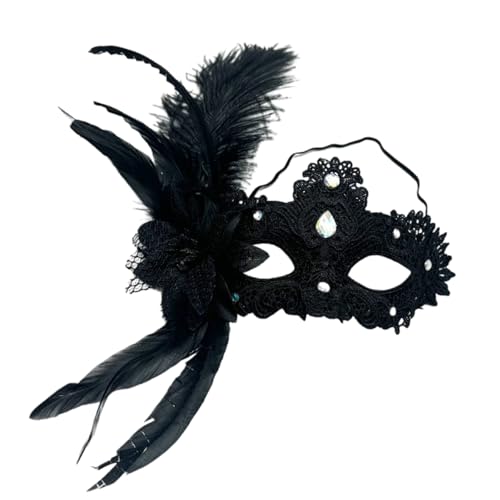 Uqezagpa Strassverziertes gefiedertes Gesicht, leichtes Kostüm, bequem zu tragen für Halloween, Event und Cosplay, Halloween von Uqezagpa