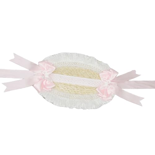 Uqezagpa Strohhut im viktorianischen Stil, mit Spitze, Blumenband, Schleife, für Damen, modisches Anime-Kostüm, Motorhaube, Hut für Themenveranstaltungen, atmungsaktive Motorhaube Uqezagpa Strohhut im viktorianischen Stil, mit Spitze, Blumenband, Schleife, für Damen, modisches Anime-Kostüm, Motorhaube, Hut für Themenveranstaltungen, atmungsaktive Motorhaube von Uqezagpa