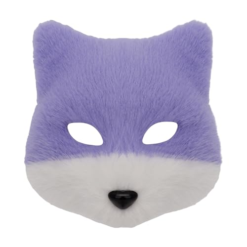 Uqezagpa Tier-Füchse, Wolf, Plüschkatzen, halbes Gesicht, Augenmaske, Cosplay, Halloween, Kostüm, Requisiten für Maskeraden, Karneval, Halloween, Cosplay-Kostüm von Uqezagpa