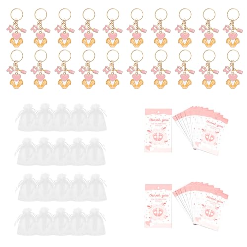 Uqezagpa Unverzichtbares Partyzubehör für Babypartys, Fußabdruck, Schlüsselanhänger-Set mit Organza-Beuteln und Dankeskarte für Party Uqezagpa Unverzichtbares Partyzubehör für Babypartys, Fußabdruck, Schlüsselanhänger-Set mit Organza-Beuteln und Dankeskarte für Party von Uqezagpa
