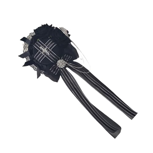 Uqezagpa Vintage Zylinder Kopfbedeckung Spitze Rose Seitenclip Kopfschmuck für Halloween Cosplay Kopfbedeckung Party Kostüm von Uqezagpa