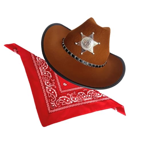 Uqezagpa Western-Kuh-Jungenkostüm für Kinder und Erwachsene, Kuhhhut, Bandana-Set, Halloween-Kostüm, Zubehör, Western-Outfits, Geschenke von Uqezagpa