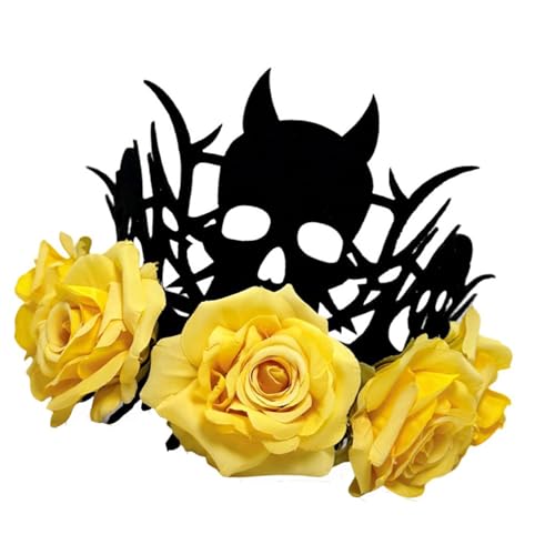 Uqezagpa Wiederverwendbare Hexenkronen mit Rosenblüte, Halloween-Party, Kopfbedeckung, leicht, Kinderkostüm, Dekoration, Halloween, Party, Kopfbedeckung für Damen, Herren, Kinder von Uqezagpa