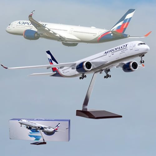 UrAcon 18,5-Zoll-Modellflugzeug Im Maßstab 1:142, Russisches A350-900-Modellflugzeug, Sammlerstück, Kunstharz Mit Rädern, Druckguss, for Sammeln, Geschenk, Ornament (Size : A350) von UrAcon