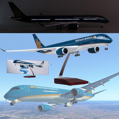 UrAcon 18,5-Zoll-Modellflugzeug Vietnam A350 Im Maßstab 1:30, Sammlerstück, Kunstharz Mit Rädern, Druckguss, for Sammeln, Geschenk, Ornament Mit Sockel (Size : LED A350) von UrAcon