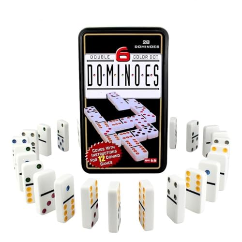 Dominó Brettspiel / Domino-Set mit Metallbox / Traditionelles Spiel für Kinder und Erwachsene / 28 Spielsteine und 6 Farben von Urban Print