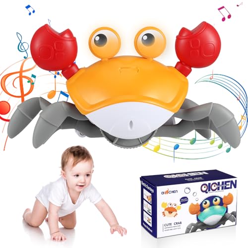Baby Krabbel Spielzeug ab 3 6 9 Monate, Krabbe Musikalische Spielzeuge für Babies, Spielzeug Junge Mädchen Krabbelspielzeug Baby Geschenke Für Kinder Enfant Neugeborenes Tummy Time Toys (Orange) von UrbanHomes