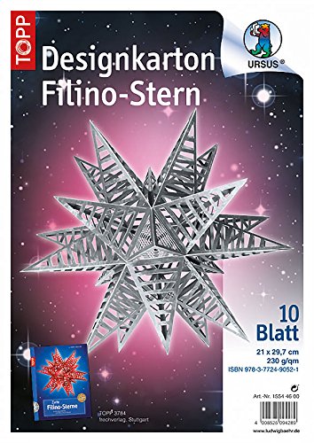 Ursus 15544600 - Designkarton Filino, Stern Shining paper, DIN A4, 10 Blatt, silber von Ursus