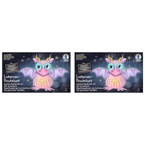 Ursus 18720012F - Laternen Bastelset Drachenlady, Set zum Basteln einer Laterne, für Kinder, inklusive Bastelanleitung, ideal für den nächsten Laternenlauf, Mittel (Packung mit 2) von Ursus