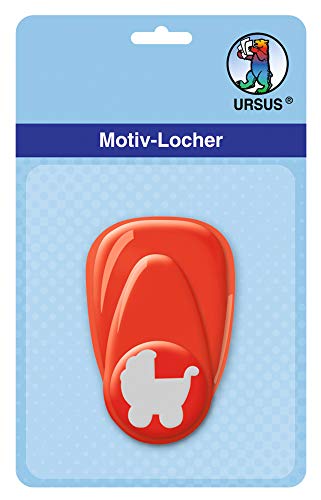 Ursus 19470065 - Motivlocher mit Hebel klein, Kinderwagen, rot, ausgestanztes Motiv ca. 16 mm, aus Kunststoff mit Metallstanze, geeignet für Grammaturen von 160 220 g /qm von Ursus