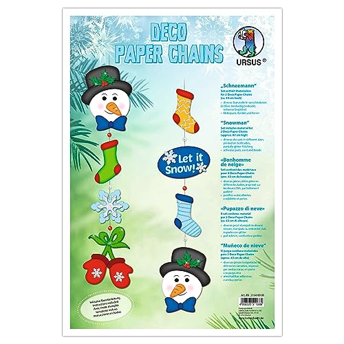 Ursus 21640099 - Deko Papierketten Bastelset, Schneemann, für 2 Ketten zu je ca. 75 cm, als Raumdekoration für die Weihnachtszeit Ursus 21640099 - Deko Papierketten Bastelset, Schneemann, für 2 Ketten zu je ca. 75 cm, als Raumdekoration für die Weihnachtszeit von Ursus