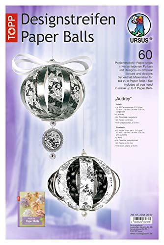 Ursus 23580099 - Designstreifen Paper Balls Audrey, Material für bis zu 8 Paper Balls, Durchmesser ca. 10 cm, 60 Streifen mit Zubehör, ideal zum Basteln von individuellen Weihnachtskugeln Ursus 23580099 - Designstreifen Paper Balls Audrey, Material für bis zu 8 Paper Balls, Durchmesser ca. 10 cm, 60 Streifen mit Zubehör, ideal zum Basteln von individuellen Weihnachtskugeln von Ursus