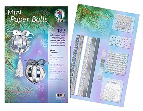 Ursus 24130099 - Designstreifen Mini Paper Balls Silver Ornaments, silver/weiß, Materialien für bis zu 12 Mini Paper Balls, Durchmesser ca. 7 cm, 132 Streifen, 200 g/qm, teilweise folienveredelt Ursus 24130099 - Designstreifen Mini Paper Balls Silver Ornaments, silver/weiß, Materialien für bis zu 12 Mini Paper Balls, Durchmesser ca. 7 cm, 132 Streifen, 200 g/qm, teilweise folienveredelt von Ursus