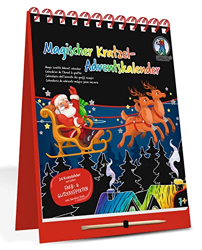 Ursus 24890000F - Magischer Kratzel-Adventskalender, Kalender mit 24 Kratz-Motiven und Adventszahlen zum Ausmalen, ca. 16,5 x 21 cm, inkl. Holz-Stick, bunt Ursus 24890000F - Magischer Kratzel-Adventskalender, Kalender mit 24 Kratz-Motiven und Adventszahlen zum Ausmalen, ca. 16,5 x 21 cm, inkl. Holz-Stick, bunt von Ursus