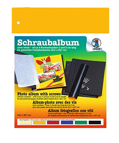 Ursus 25400015 - Schraubalbum, sonnengelb, ca. 24,2 x 30,7 cm, mit stabilem Cover und 4 Buchschrauben, einzeln eingeschweißt, zum Einbinden von gelochtem Fotoalbenkarton von Ursus