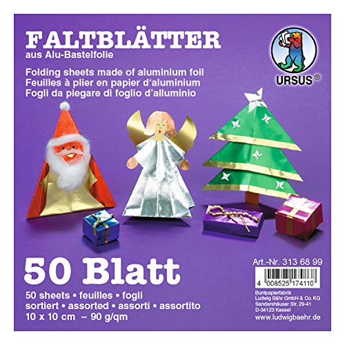 Ursus 3136899 - Faltblätter Alu, ca. 10 x 10 cm, 90 g/qm, 50 Blatt sortiert in 10 Farbkombinationen, beidseitig bedruckt, ideale Grundlage für kreative Bastelarbeiten Ursus 3136899 - Faltblätter Alu, ca. 10 x 10 cm, 90 g/qm, 50 Blatt sortiert in 10 Farbkombinationen, beidseitig bedruckt, ideale Grundlage für kreative Bastelarbeiten von Ursus