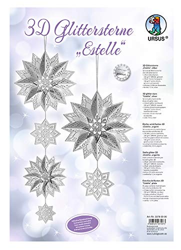 Ursus 33780000 - Glitterstern 3D Estelle, silber, Material für 3 Sterne, in verschiedenen Größen, inklusive Sternen Accessoires und Bastelanleitung, ideal für die weihnachtliche Bastelzeit Ursus 33780000 - Glitterstern 3D Estelle, silber, Material für 3 Sterne, in verschiedenen Größen, inklusive Sternen Accessoires und Bastelanleitung, ideal für die weihnachtliche Bastelzeit von Ursus