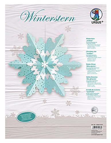 Ursus 33860000 - Winterstern, eisblau, Set zum Basteln von einem Winterstern, Durchmesser ca. 30,5 cm, einseitig bedruckt mit Pearl Effekt, gelasert und genutet, inklusive Bastelanleiting von Ursus