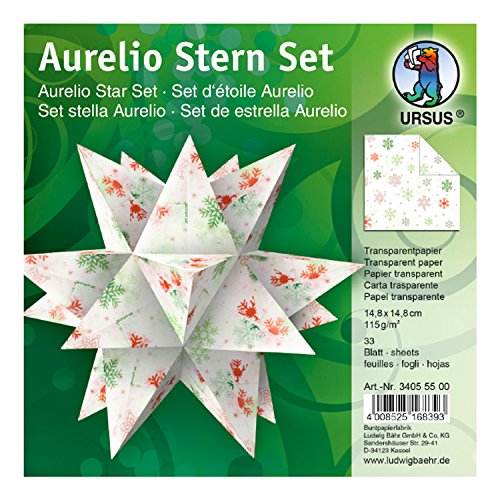 Ursus 34055500 - Faltblätter Aurelio Stern Classic Christmas, rot / grün, 33 Blatt, aus Transpatentpapier 115 g/qm, ca. 14,8 x 14,8 cm, einseitig bedruckt, ideal als Weihnachtsdeko Ursus 34055500 - Faltblätter Aurelio Stern Classic Christmas, rot / grün, 33 Blatt, aus Transpatentpapier 115 g/qm, ca. 14,8 x 14,8 cm, einseitig bedruckt, ideal als Weihnachtsdeko von Ursus