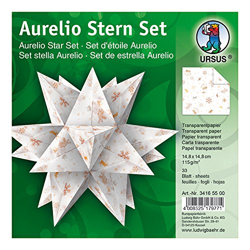 Ursus 34165500 - Faltblätter Aurelio Stern Classic Christmas, creme / braun, 33 Blatt, aus Transpatentpapier 115 g/qm, ca. 14,8 x 14,8 cm, einseitig bedruckt, ideal als Weihnachtsdeko Ursus 34165500 - Faltblätter Aurelio Stern Classic Christmas, creme / braun, 33 Blatt, aus Transpatentpapier 115 g/qm, ca. 14,8 x 14,8 cm, einseitig bedruckt, ideal als Weihnachtsdeko von Ursus