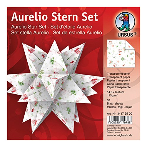 Ursus 34175500 - Faltblätter Aurelio Stern Classic Christmas, rot / grün, 33 Blatt, aus Transpatentpapier 115 g/qm, ca. 14,8 x 14,8 cm, einseitig bedruckt, ideal als Weihnachtsdeko Ursus 34175500 - Faltblätter Aurelio Stern Classic Christmas, rot / grün, 33 Blatt, aus Transpatentpapier 115 g/qm, ca. 14,8 x 14,8 cm, einseitig bedruckt, ideal als Weihnachtsdeko von Ursus