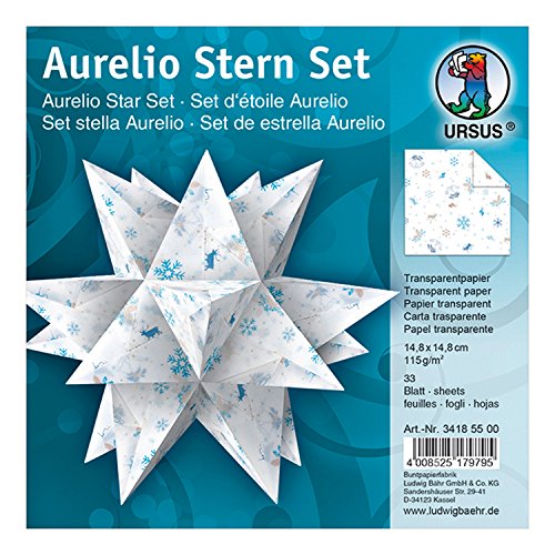 Ursus 34185500 - Faltblätter Aurelio Stern Classic Christmas, blau / braun, 33 Blatt, aus Transpatentpapier 115 g/qm, ca. 14,8 x 14,8 cm, einseitig bedruckt, ideal als Weihnachtsdeko Ursus 34185500 - Faltblätter Aurelio Stern Classic Christmas, blau / braun, 33 Blatt, aus Transpatentpapier 115 g/qm, ca. 14,8 x 14,8 cm, einseitig bedruckt, ideal als Weihnachtsdeko von Ursus