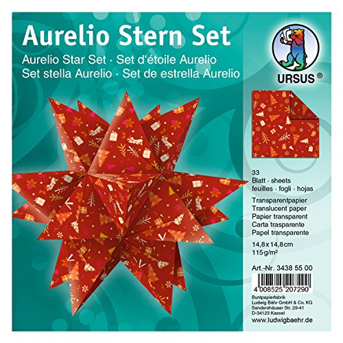 Ursus 34385500 - Faltblätter Aurelio Stern Winterzauber, rot / orange, 33 Blatt, aus Transpatentpapier 115 g/qm, ca. 14,8 x 14,8 cm, einseitig bedruckt, ideal als Weihnachtsdeko Ursus 34385500 - Faltblätter Aurelio Stern Winterzauber, rot / orange, 33 Blatt, aus Transpatentpapier 115 g/qm, ca. 14,8 x 14,8 cm, einseitig bedruckt, ideal als Weihnachtsdeko von Ursus