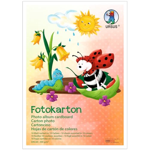 Ursus 3704699 - Fotokarton A4, 10 Blatt sortiert in 10 Farben, 300 g/m², starker Bastelkarton, Papier zum Malen, Falten und Basteln Ursus 3704699 - Fotokarton A4, 10 Blatt sortiert in 10 Farben, 300 g/m², starker Bastelkarton, Papier zum Malen, Falten und Basteln von Ursus