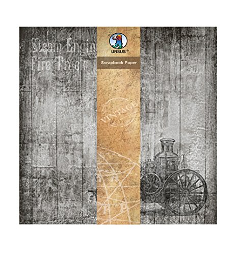 Ursus 40870011 - Scrapbook paper, Vintage, Löschwagen, ca. 30,5 x 30,5 cm, 190 g/qm, 5 Blatt, beidseitig bedruckt, Vorder- und Rückseite in verschiedenen Motiven, mit Banderole von Ursus
