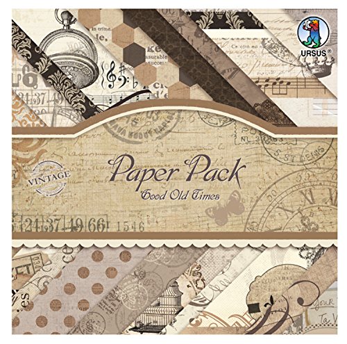 Ursus 40930099F - Paper Pack Good Old Time, ca. 20,5 x 20,5 cm, 40 Blatt sortiert in 20 Motiven von Ursus