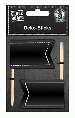 Ursus 42930003 - Tafelfolien Deko-Sticks, matt schwarz, 10 Stück, ca. 5,5 x 3,5 cm, abwaschbar, schreibbar mit Speckstein, Kreide und Buntstiften, ideal als Tortendeko Ursus 42930003 - Tafelfolien Deko-Sticks, matt schwarz, 10 Stück, ca. 5,5 x 3,5 cm, abwaschbar, schreibbar mit Speckstein, Kreide und Buntstiften, ideal als Tortendeko von Ursus