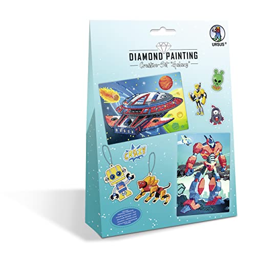 Ursus 43510004 - Diamond Painting Creative Set "Galaxy", Bastel-Set für Kinder zum kreativen Gestalten von Bildern, Anhängern und Stickern mit Diamanten von Ursus