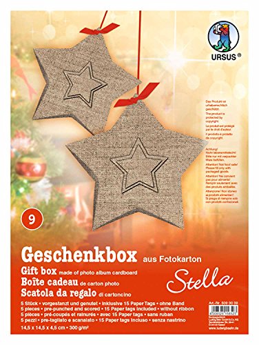 Ursus 5090009 - Geschenkbox Stella, Jute Design, 5 Stück, aus Fotokarton 300 g/qm, beidseitig bedruckt, vorgestanzt und genutet, inklusive 15 Paper Tags, ideal für kleine Überraschungen Ursus 5090009 - Geschenkbox Stella, Jute Design, 5 Stück, aus Fotokarton 300 g/qm, beidseitig bedruckt, vorgestanzt und genutet, inklusive 15 Paper Tags, ideal für kleine Überraschungen von Ursus