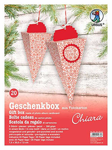 Ursus 5140020 - Geschenkbox Chiara, Schneestern rot, 5 Stück, aus Fotokarton 300 g/qm, beidseitig bedruckt, vorgestanzt und genutet, inklusive 20 Paper Tags, ideal für kleine Überraschungen Ursus 5140020 - Geschenkbox Chiara, Schneestern rot, 5 Stück, aus Fotokarton 300 g/qm, beidseitig bedruckt, vorgestanzt und genutet, inklusive 20 Paper Tags, ideal für kleine Überraschungen von Ursus