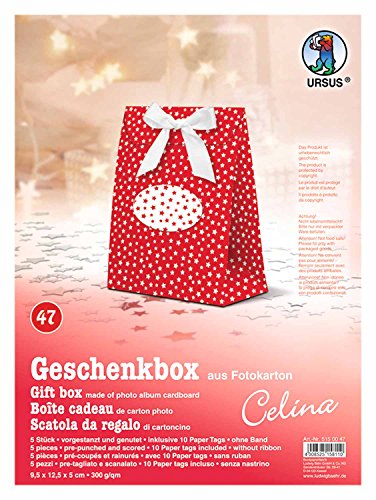 Ursus 5150047 - Geschenkbox Celina, Sterne rot, 5 Stück, aus Fotokarton 300 g/qm, beidseitig bedruckt, vorgestanzt und genutet, inklusive 10 Paper Tags, ideal für kleine Überraschungen Ursus 5150047 - Geschenkbox Celina, Sterne rot, 5 Stück, aus Fotokarton 300 g/qm, beidseitig bedruckt, vorgestanzt und genutet, inklusive 10 Paper Tags, ideal für kleine Überraschungen von Ursus