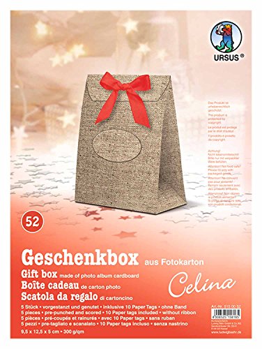 Ursus 5150052 - Geschenkbox Celina, Jute Design, 5 Stück, aus Fotokarton 300 g/qm, beidseitig bedruckt, vorgestanzt und genutet, inklusive 10 Paper Tags, ideal für kleine Überraschungen Ursus 5150052 - Geschenkbox Celina, Jute Design, 5 Stück, aus Fotokarton 300 g/qm, beidseitig bedruckt, vorgestanzt und genutet, inklusive 10 Paper Tags, ideal für kleine Überraschungen von Ursus