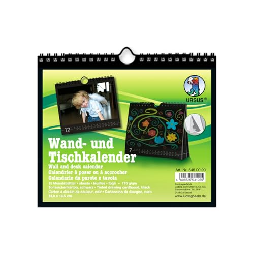 Ursus 5460090 - Wand- und Tischkalender Schwarz, aus Tonzeichenkarton, 170 g/m², 12 Monatsblätter, Größe 16,5 x 14 cm, zum Selbstgestalten und Basteln von Fotokalendern Ursus 5460090 - Wand- und Tischkalender Schwarz, aus Tonzeichenkarton, 170 g/m², 12 Monatsblätter, Größe 16,5 x 14 cm, zum Selbstgestalten und Basteln von Fotokalendern von Ursus