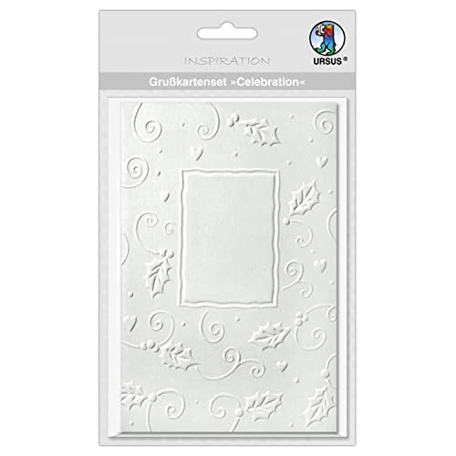 Ursus 55750011 - Grußkartenset Celebration Misteln, 5 Karten mit Kuverts, weiß, ca. 12,5 x 18 cm, zur individuellen Kartengestaltung von Ursus
