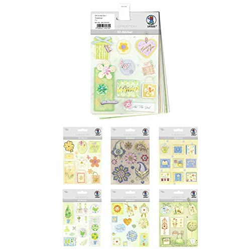 Ursus 56330001 - 3D-Sticker Set Everyday, Set mit 7 verschiedenfarbigen Stickerbogen, selbstklebend, leicht abziehbar, geeignet zur Kartengestaltung von Ursus