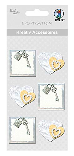 Ursus 564000110 - Kreativ Accessoires, gold/silber, in zwei verschiedenen Motiven, 6 Stück, selbstklebend, aus verschiedenen hochwertigen Materialien, zum Verzieren von Karten und Fotoalben Ursus 564000110 - Kreativ Accessoires, gold/silber, in zwei verschiedenen Motiven, 6 Stück, selbstklebend, aus verschiedenen hochwertigen Materialien, zum Verzieren von Karten und Fotoalben von Ursus
