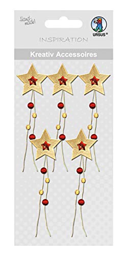 Ursus 56400073 - Kreativ Accessoires, Sterne, gold/rot, aus hochwertigen Materialien, geeignet für Scrapbooking, Kartengestaltung und Dekoration von Geschenken von Ursus
