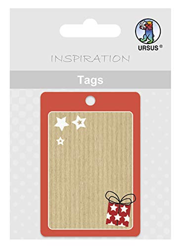 Ursus 56710017 - Geschenkanhänger Geschenk, 8 Stück, ca. 4,9 x 7,1 cm, beidseitig bedruckt, Vorderseite teils mit Glitter veredelt, ideal zum Dekorieren von Geschenken von Ursus