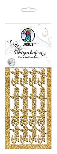Ursus 57530003 - Designschriften, Frohe Weihnachten, gold, ca. 27 x 10 cm, 330 g/qm, 2 Bogen, aus Glitterkarton, gelasert von Ursus