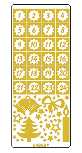 Ursus 593000125 - Kreativ Sticker Adventskalender, Weihnachtsmotiv gold, 5 Stickerbögen mit Zahlen von 1 bis 24, selbstklebend, leicht abziehbar, zum Nummerieren von selbstgemachten Adventskalendern Ursus 593000125 - Kreativ Sticker Adventskalender, Weihnachtsmotiv gold, 5 Stickerbögen mit Zahlen von 1 bis 24, selbstklebend, leicht abziehbar, zum Nummerieren von selbstgemachten Adventskalendern von Ursus