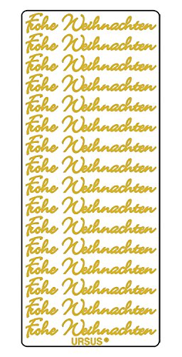 Ursus 593000126 - Kreativ Sticker Frohe Weihnachten, gold, 5 Stickerbögen, selbstklebend, leicht abziehbar, ideal für Kartengestaltung, Scrapbooking und Dekorieren von Geschenken von Ursus